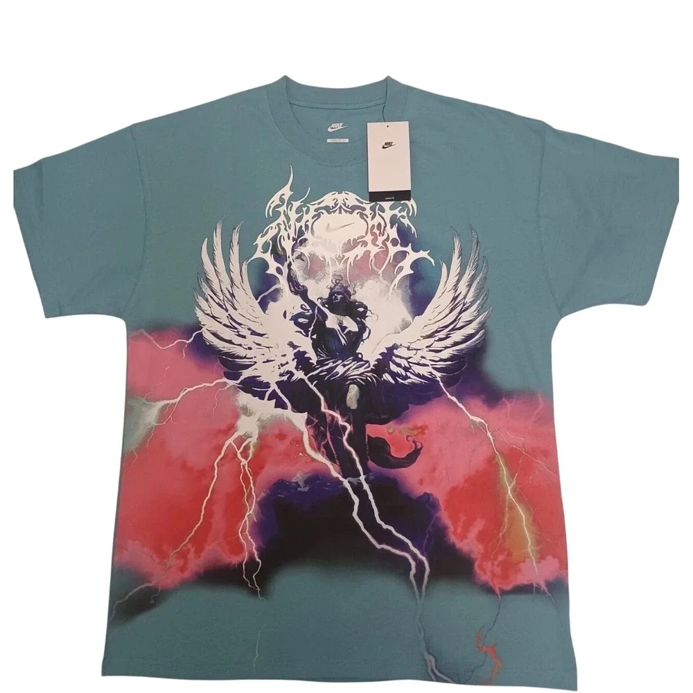 Nike Graphic T-Shirt Mens S Blue New Embrace Victory HQ2579-464 Winged Graphic